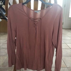Pink Lace-Up Charlotte Russe Long Sleeve Size XL